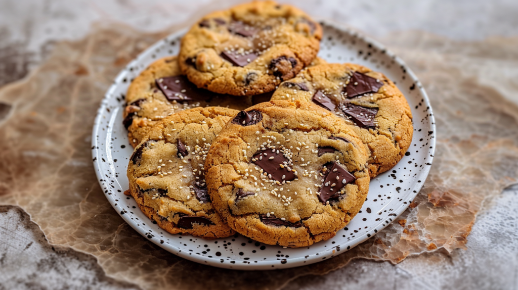 Vegan choc chip cookies with tahini