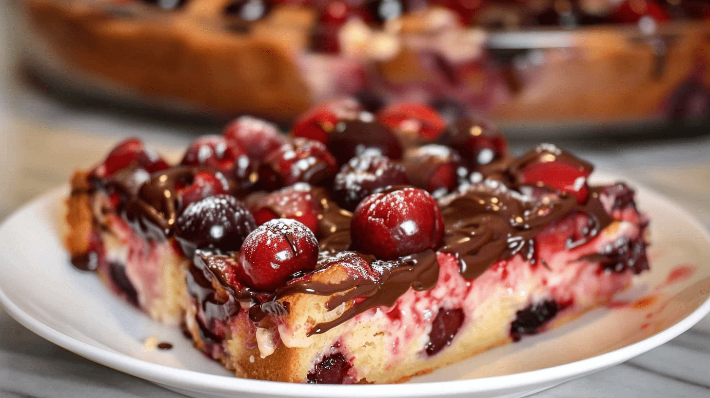 Chocolate Cherry Cheesecake Bread Pudding