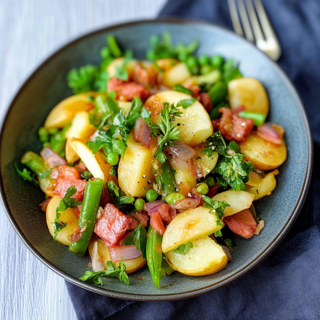 Leckeres Bratkartoffelsalat ganz einfach Rezept - Schritt für Schritt Zubereitung