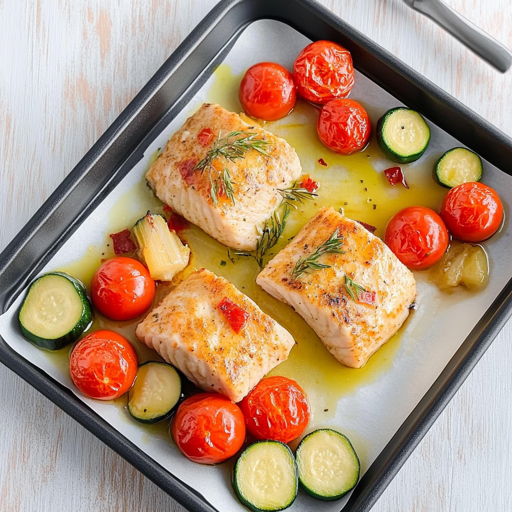Leckeres Ofenlachs mit Tomaten und Zucchini Rezept - Schritt für Schritt Zubereitung
