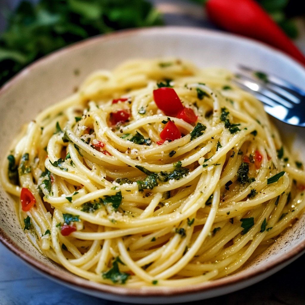 Leckeres Spaghetti aglio e olio e peperoncino Rezept - Titelbild