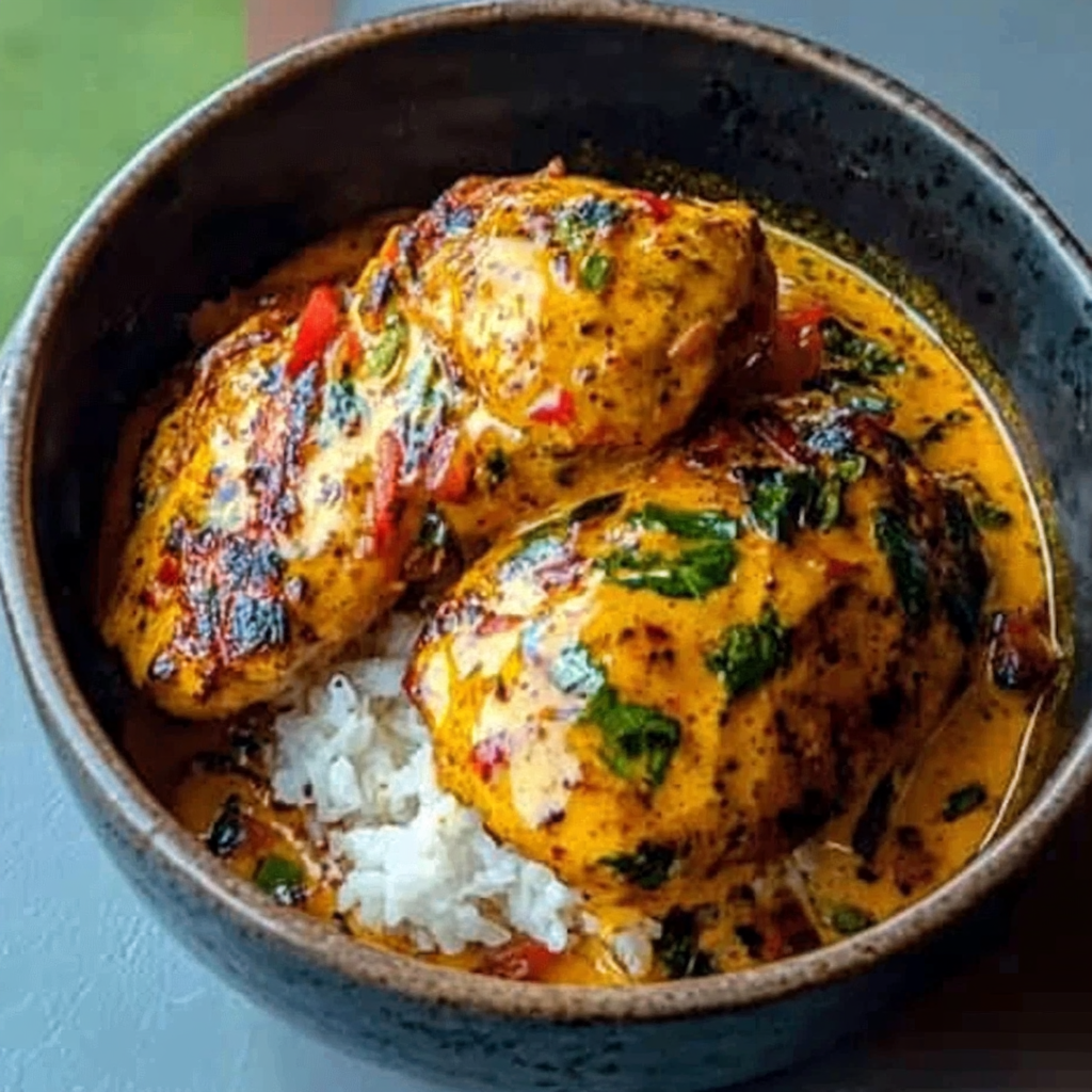 Leckeres Cremiges Peri-Peri-Hähnchen mit Reis Rezept - Schritt für Schritt Zubereitung