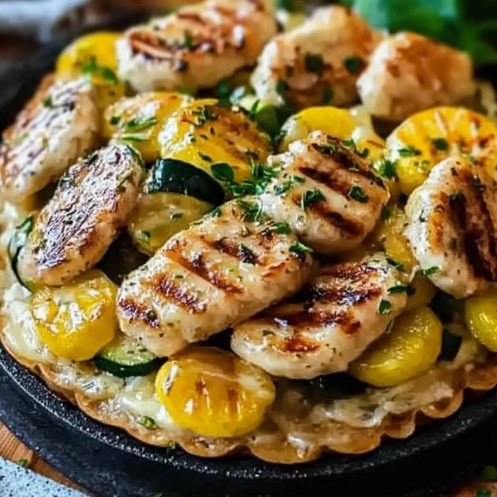 Leckeres Einfache Hähnchenbrust mit Zucchini und Kürbis Rezept - Titelbild