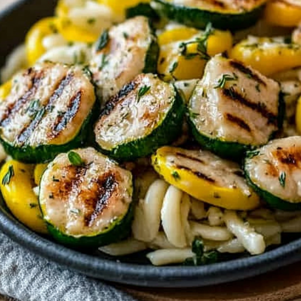 Leckeres Einfache Hähnchenbrust mit Zucchini und Kürbis Rezept - Schritt für Schritt Zubereitung