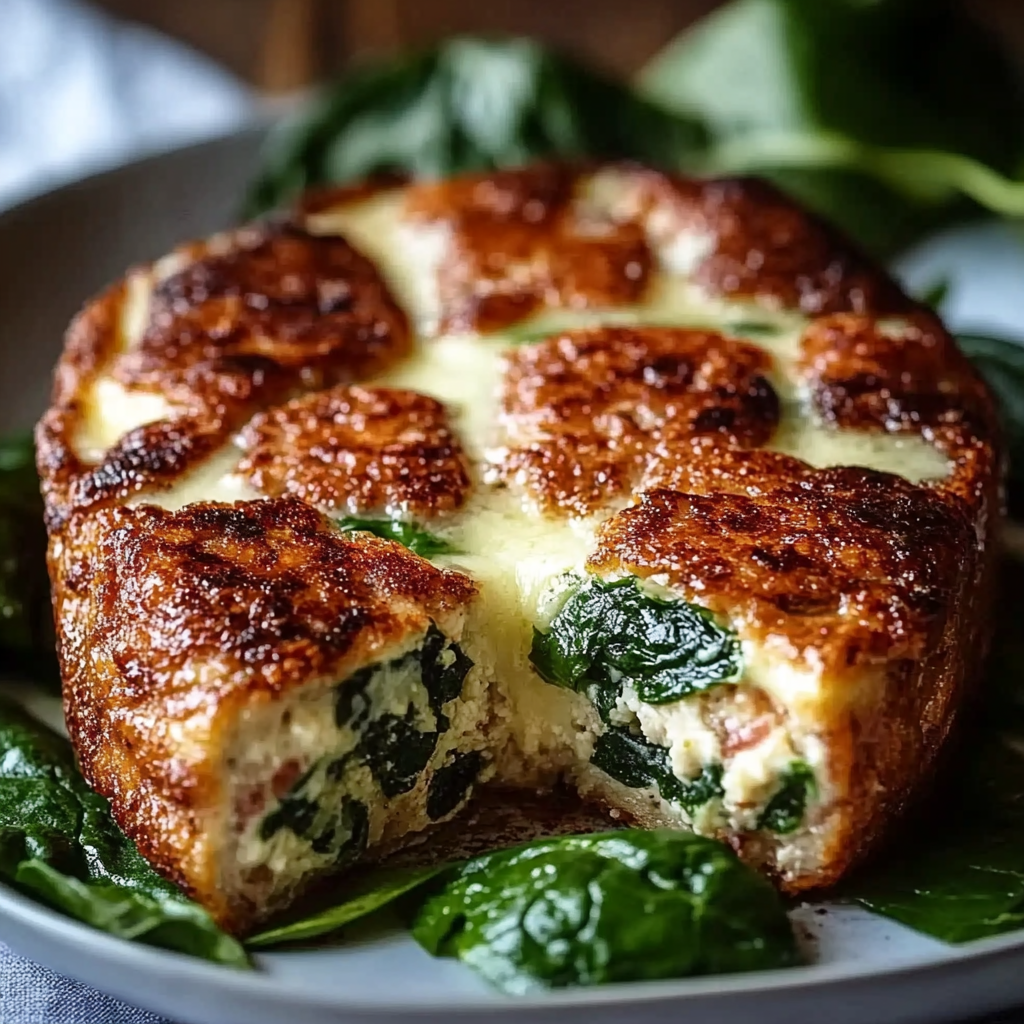 Leckeres Low Carb Hackbraten mit Ziegenkäse und Spinat gefüllt Rezept - Schritt für Schritt Zubereitung