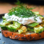 Leckeres Räucherlachs-Avocado-Toast mit Crème fraîche und Dill Rezept - Titelbild