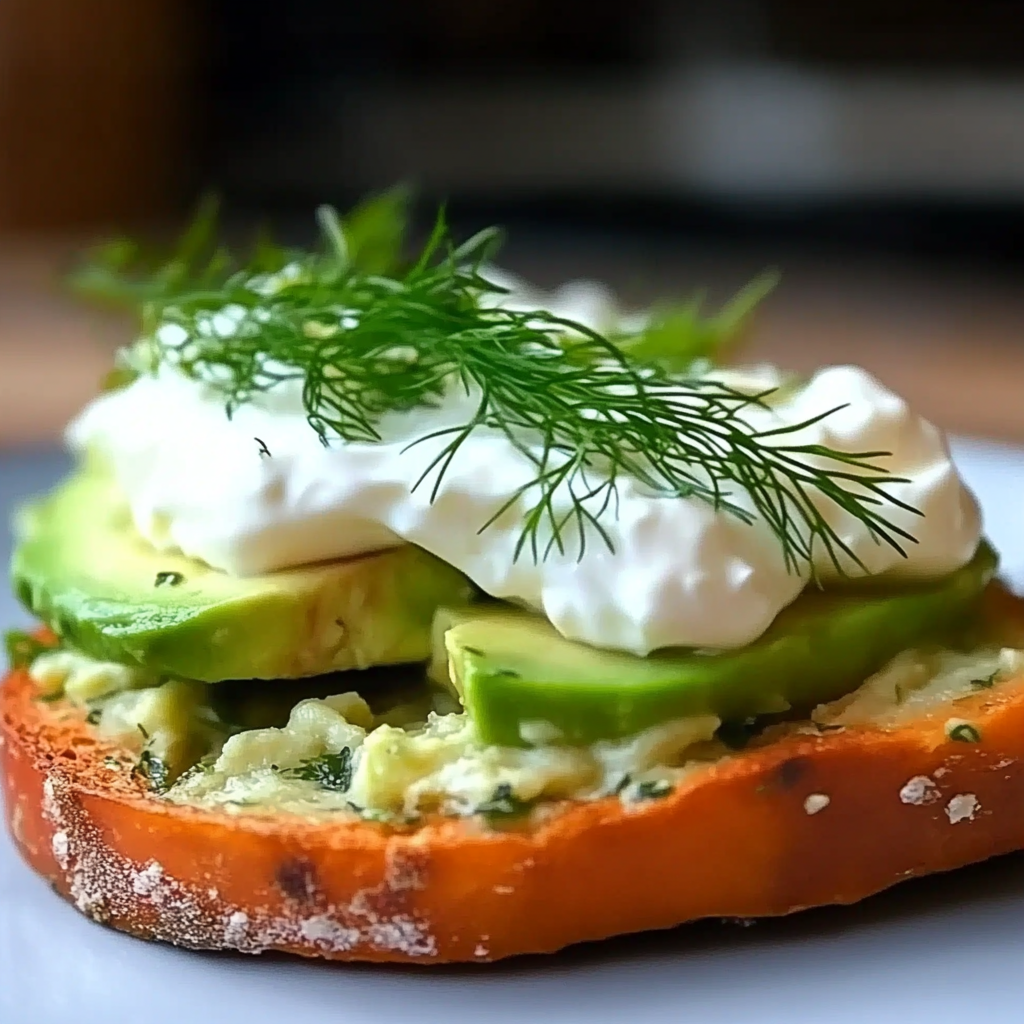 Leckeres Räucherlachs-Avocado-Toast mit Crème fraîche und Dill Rezept - Schritt für Schritt Zubereitung