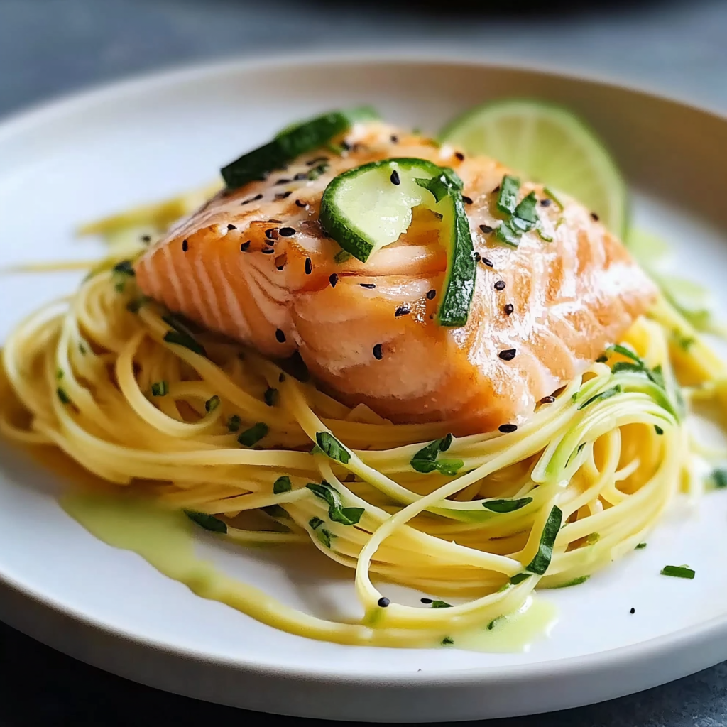 Leckeres Zoodles mit Lachs Rezept - Titelbild