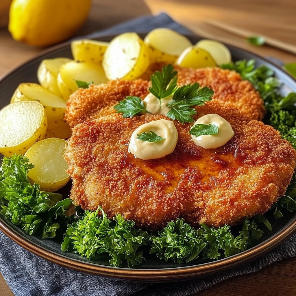Recipe preparation for Schnitzel mit Kartoffeln