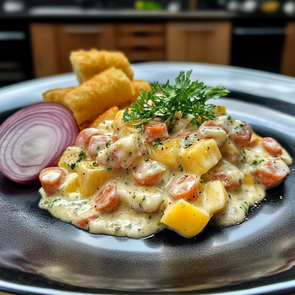 Recipe preparation for Kartoffelsalat mit Würstchen