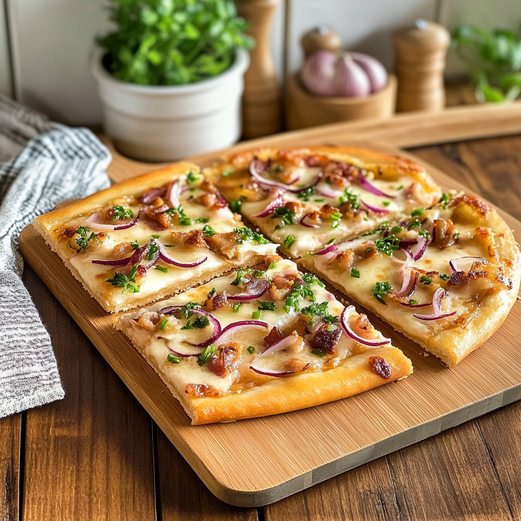 Recipe preparation for Flammkuchen