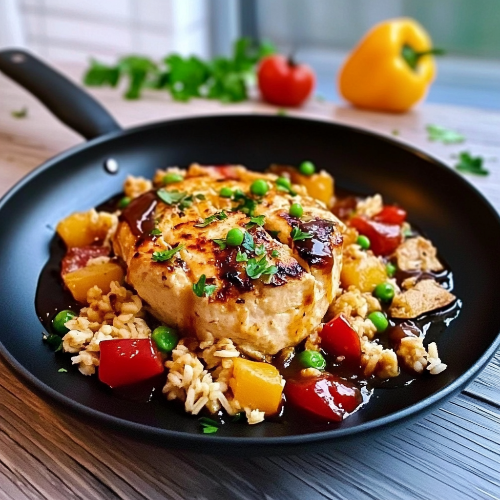 Recipe preparation for Hähnchen mit Reis