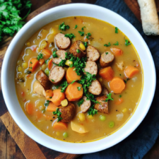 Linsensuppe mit Würstchen