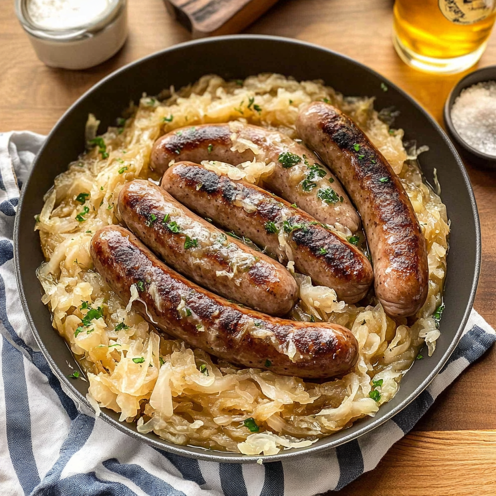 Recipe preparation for Bratwurst mit Sauerkraut