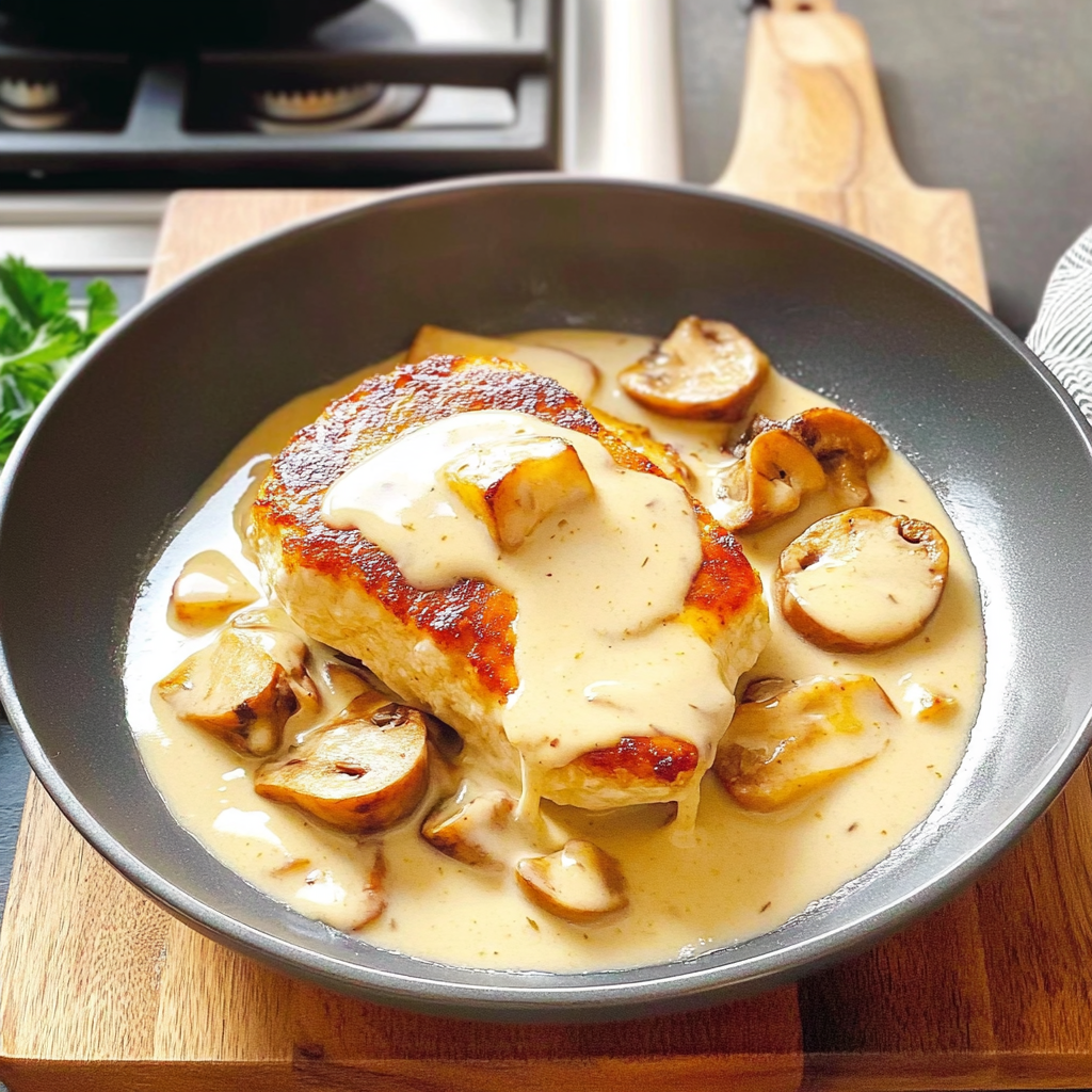 Recipe preparation for Hähnchen in Rahmsauce