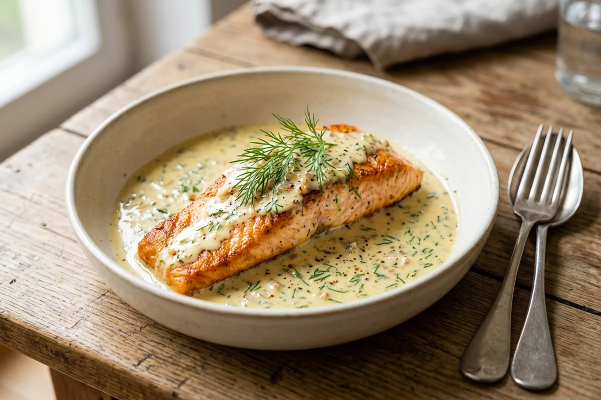 Lachs mit Senf-Dill-Soße