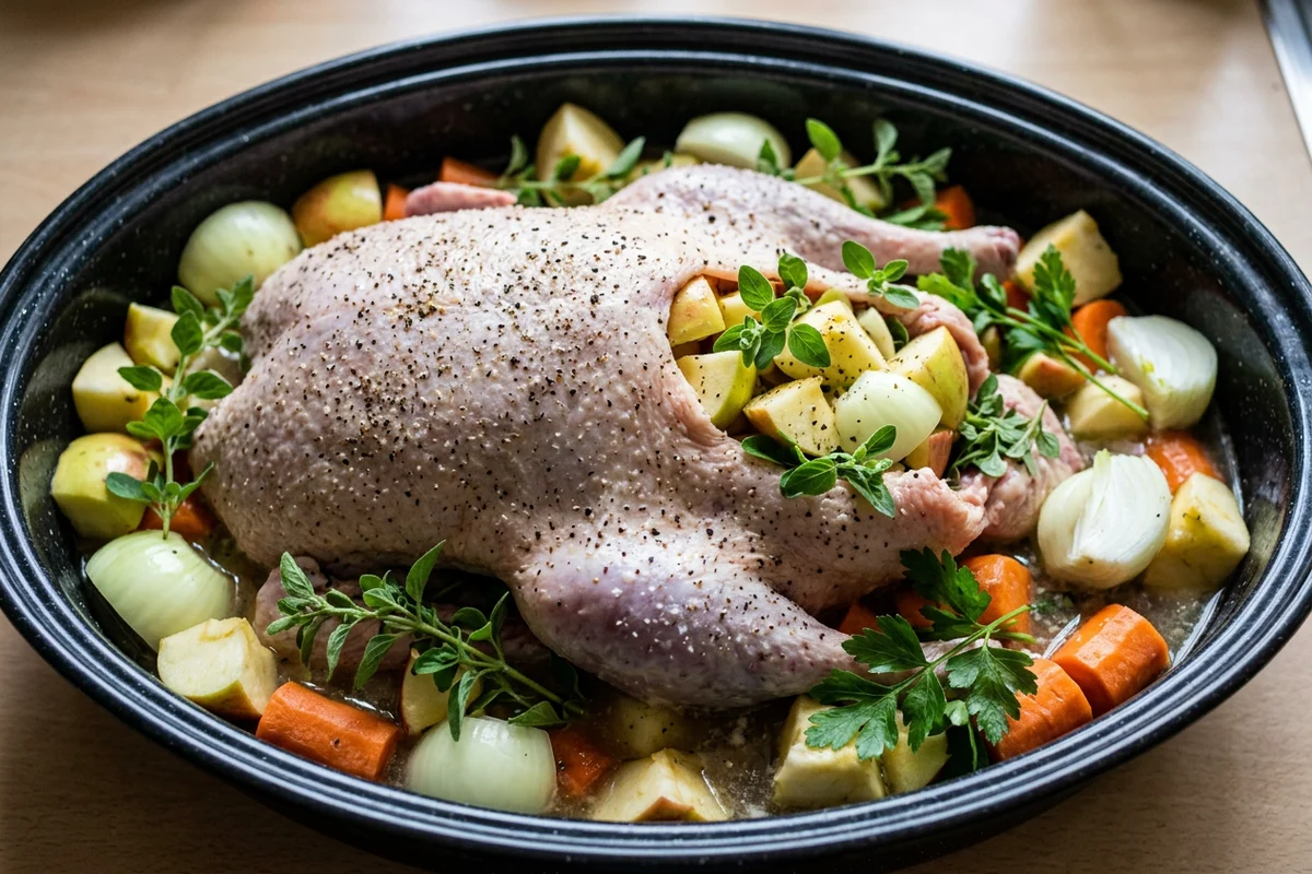 Klassische Martinsgans mit Apfelfüllung