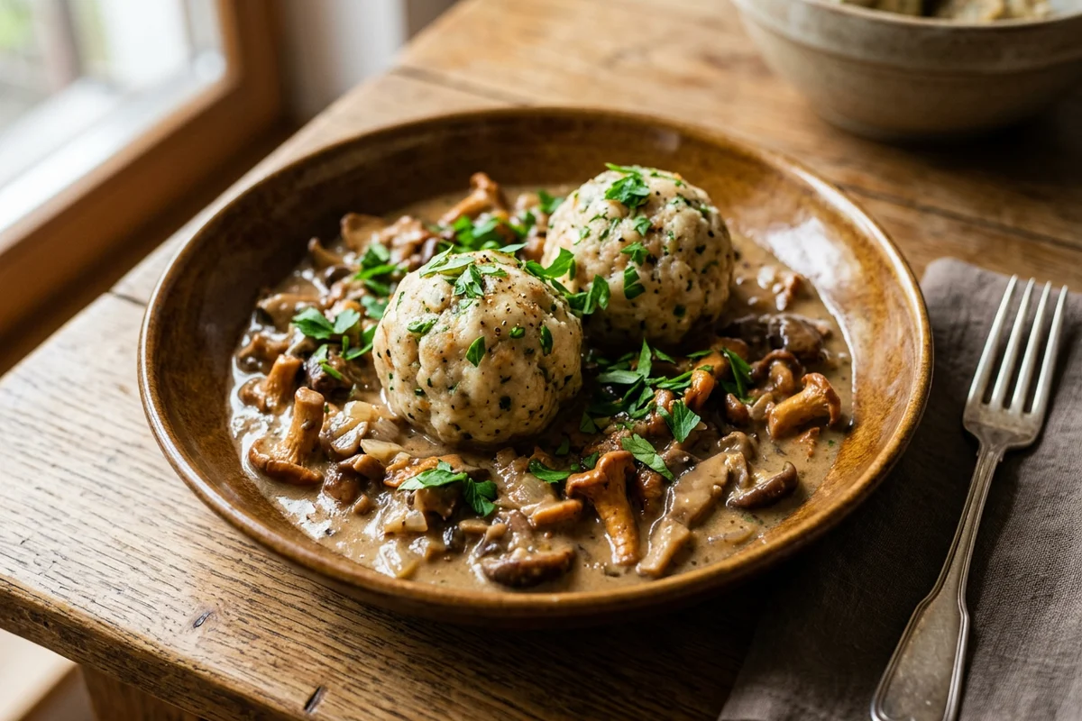 Pilzragout mit Semmelknödeln