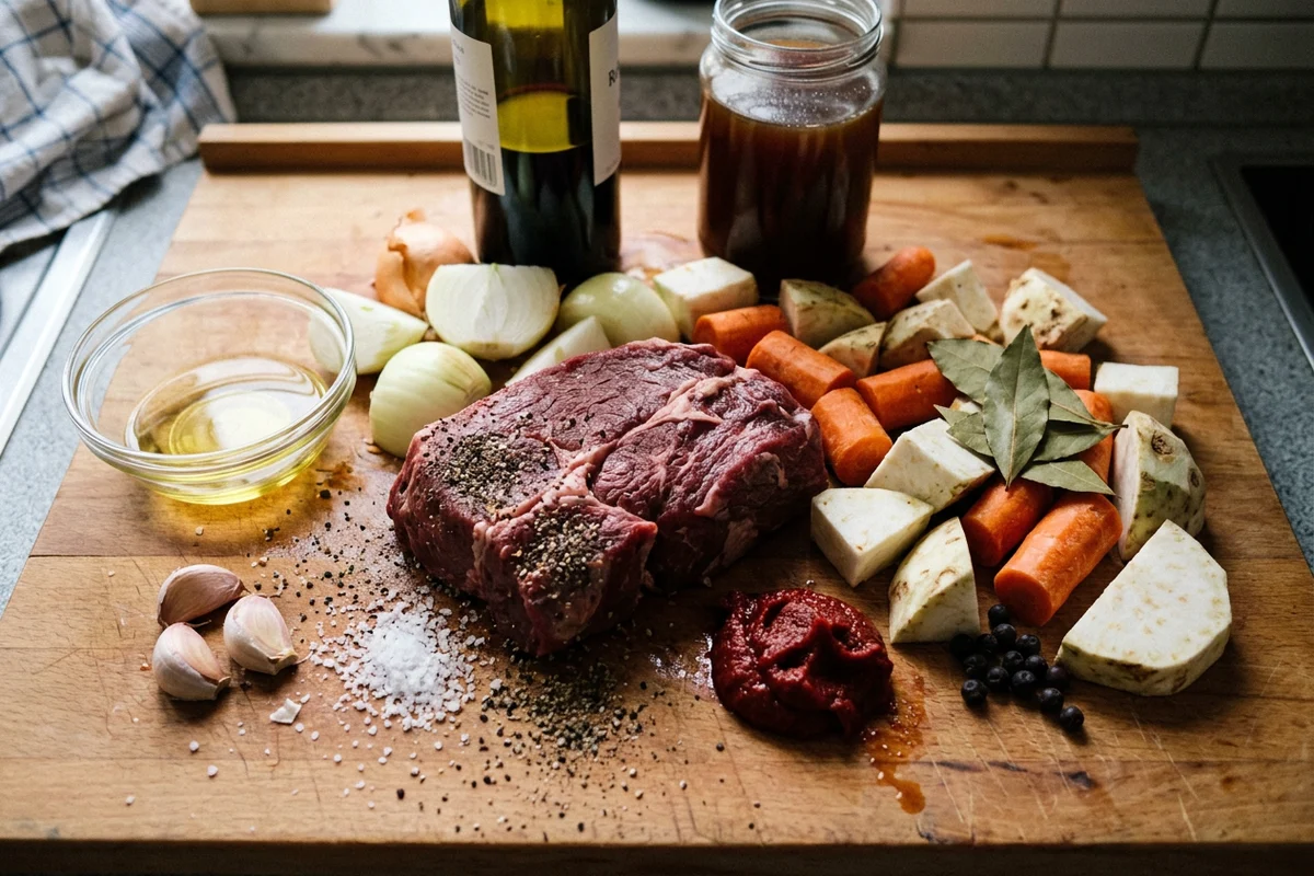 Rinderbraten mit Rotweinsoße
