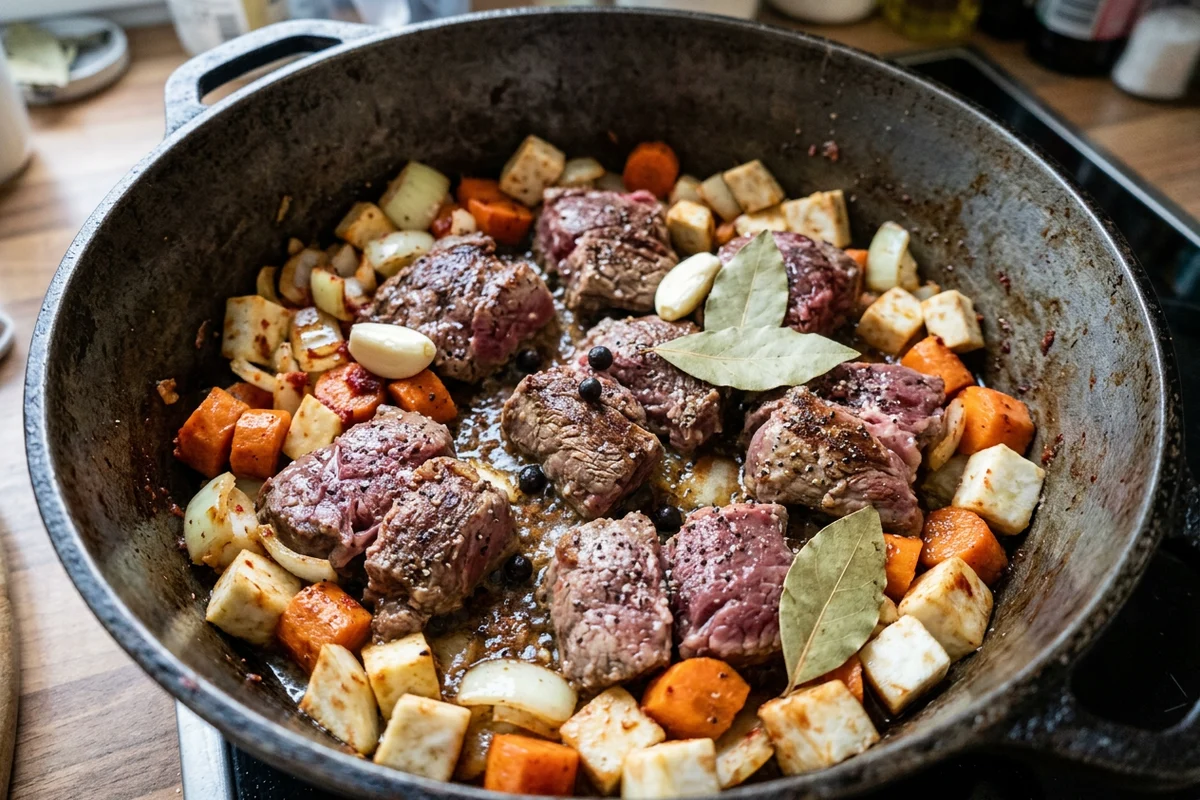 Rinderbraten mit Rotweinsoße