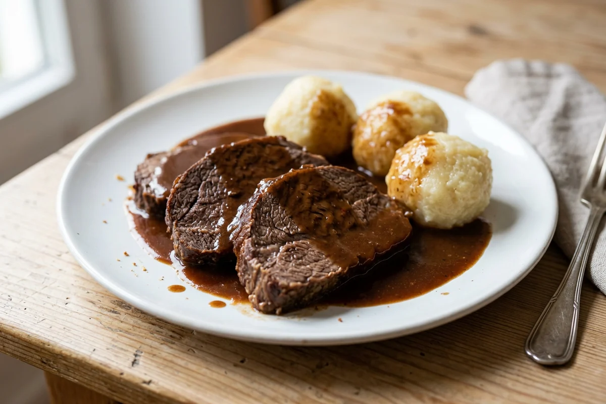 Rinderbraten mit Rotweinsoße
