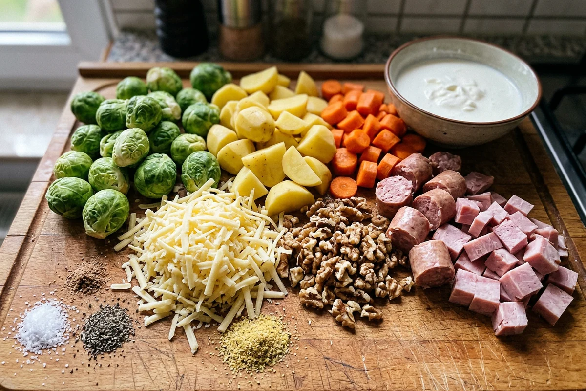 Rosenkohlauflauf mit Kartoffeln