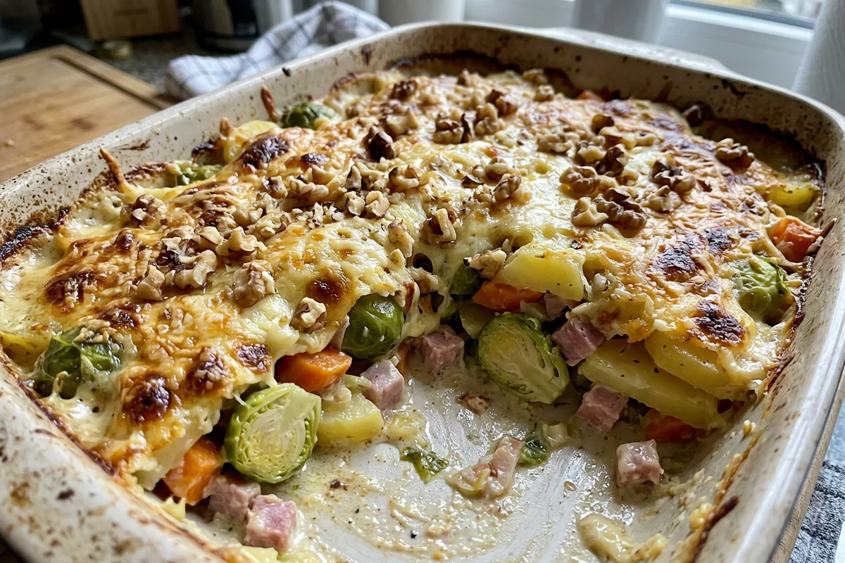 Rosenkohlauflauf mit Kartoffeln