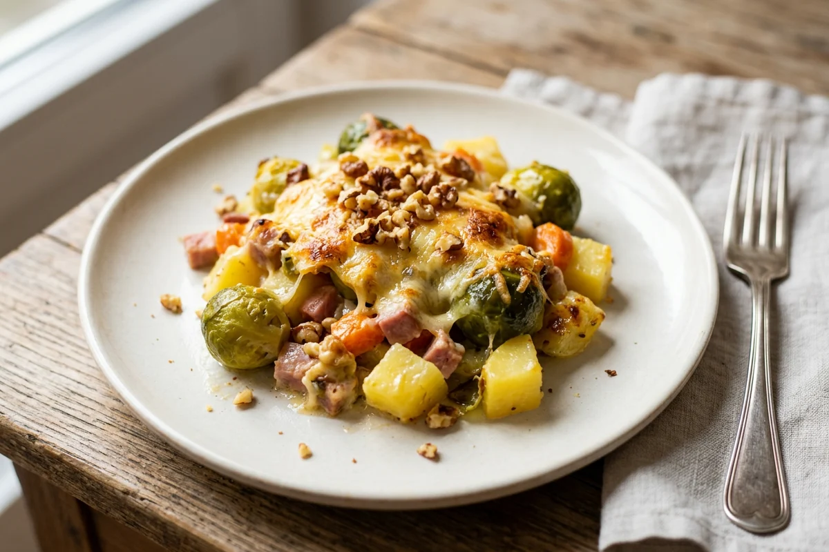 Rosenkohlauflauf mit Kartoffeln