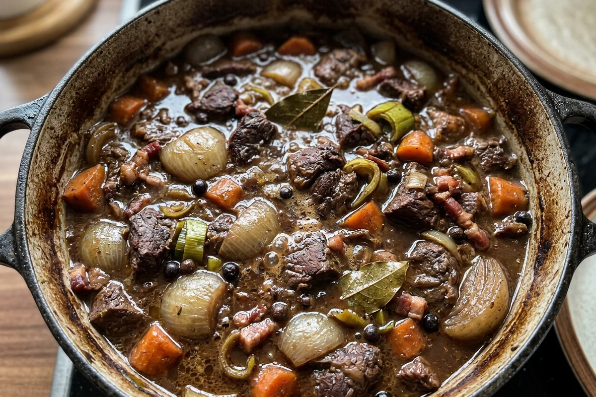 Wildgulasch mit Rotwein